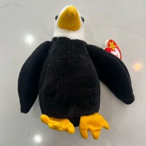 Ty Plush Bald Eagle Retired Beanie Baby Black and Yellow
